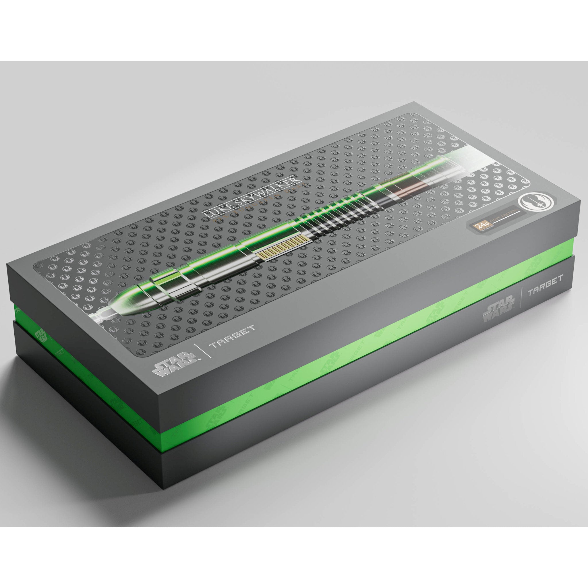 STAR WARS™ Luke Skywalker Lightsaber First Edition 95% SP Darts branded box with grey background STAR WARS™ Luke Skywalker Lightsaber First Edition 95% SP Darts branded box with grey background