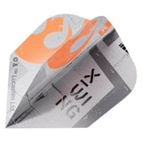 Dart flight with orange and gray design on a white background Dart flight with orange and gray design on a white background