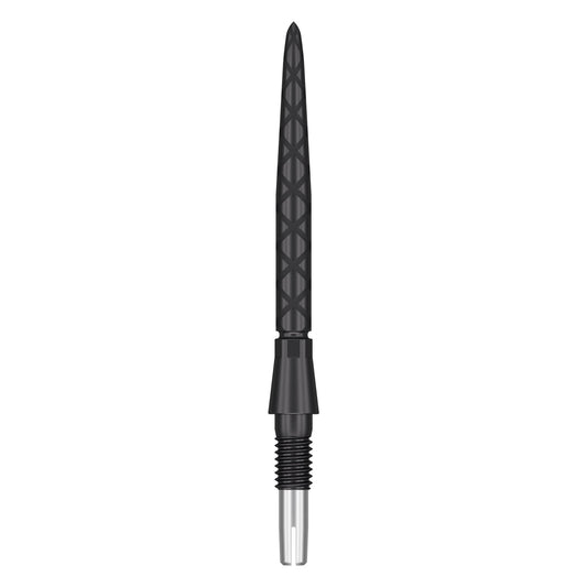 Swiss Storm Diamond points with laser-etched grip and patented locking system for Target Darts SP barrels.