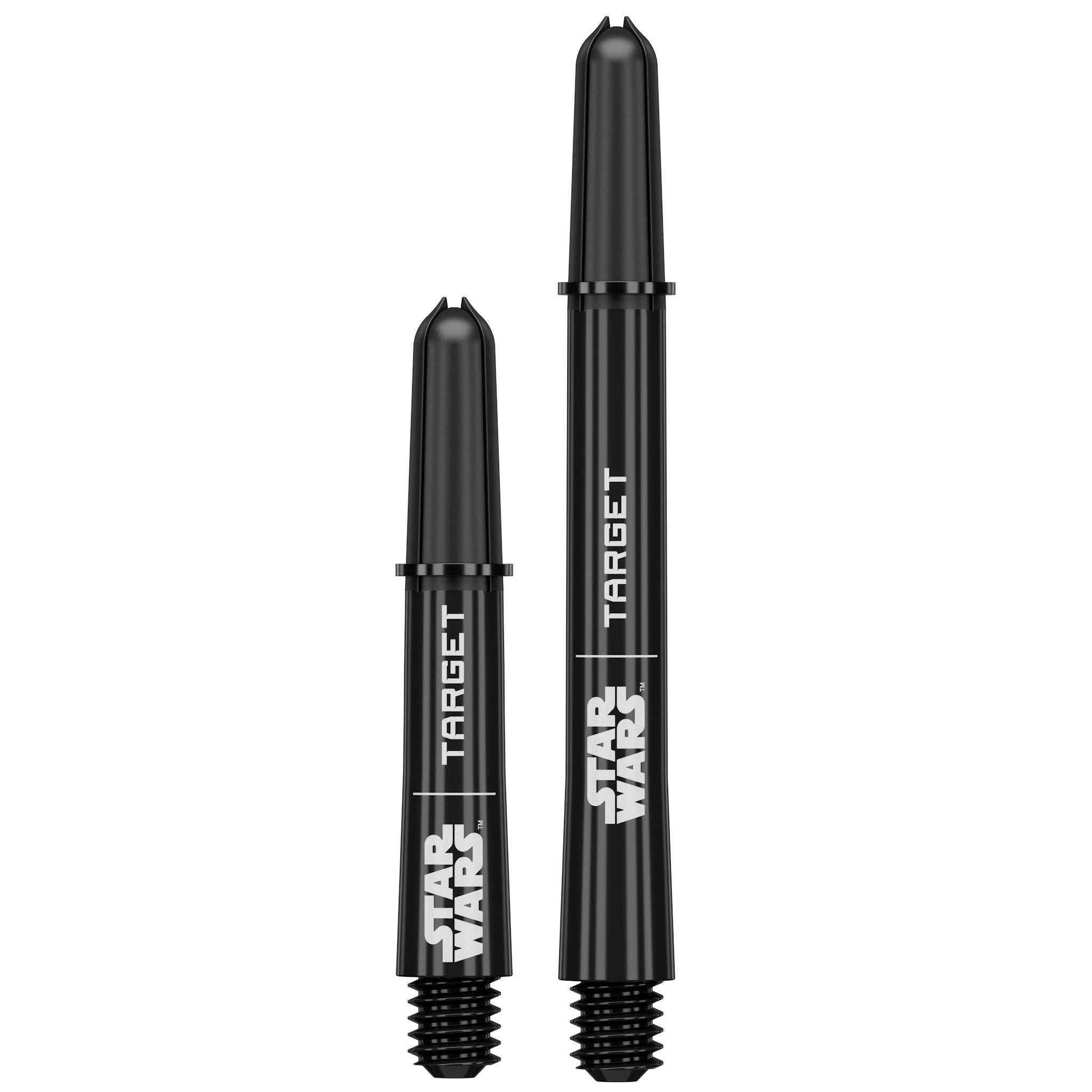 Two black shafts with 'Target' and 'Star Wars' branding on a white background Two black shafts with 'Target' and 'Star Wars' branding on a white background