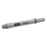 Grey dart shaft with 'Star Wars' and 'Target' branding on a white background Grey dart shaft with 'Star Wars' and 'Target' branding on a white background