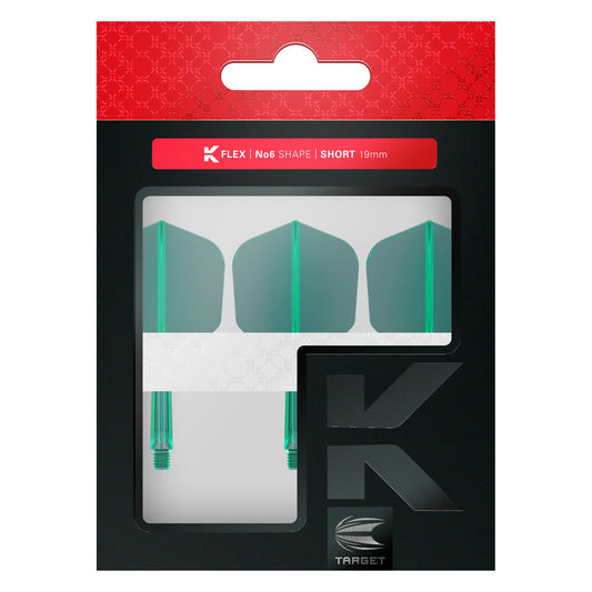 K-Flex Shape No.6 green dart flight and shaft integrated system by Target Darts