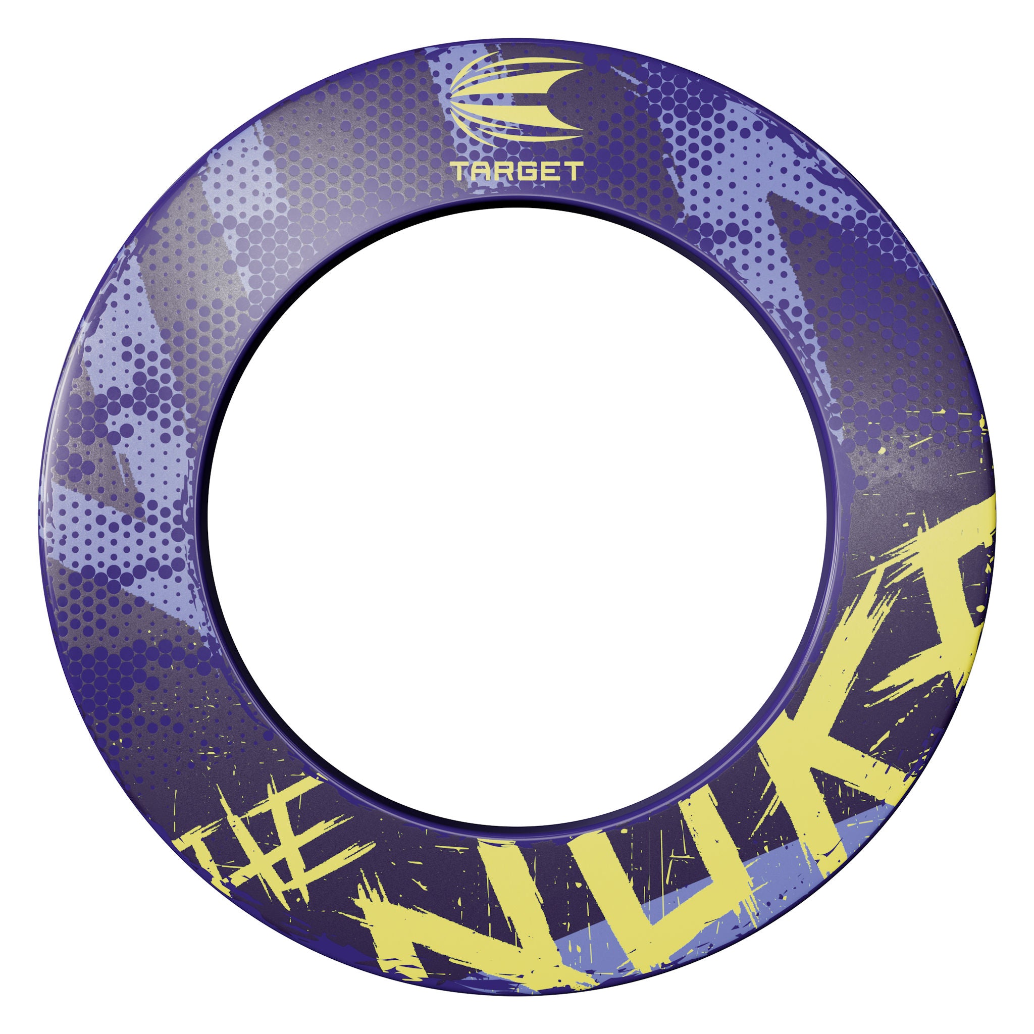 Purple and yellow target with 'NUK' branding on a white background Purple and yellow target with 'NUK' branding on a white background
