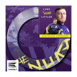 Purple dartboard surround box with Luke Littler and 'The Nuke' branding on a white background Purple dartboard surround box with Luke Littler and 'The Nuke' branding on a white background