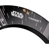 Black surround target with 'Star Wars' branding on a white background Black surround target with 'Star Wars' branding on a white background