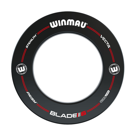 Winmau Pro-Line Black Surround with Winmau branding and product names on a white background