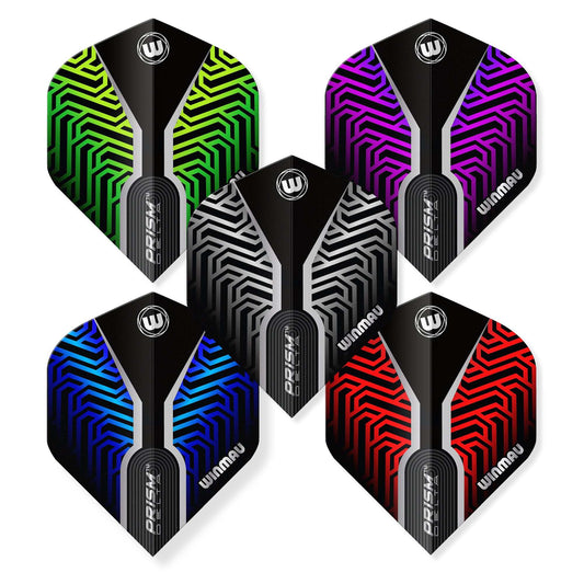 Prism Delta Flight Collection with 5 colorful aerodynamic dart flights for stability and durability