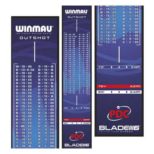 Winmau PDC Outshot Soft Dart Mat close up of top and bottom and then the whole mat