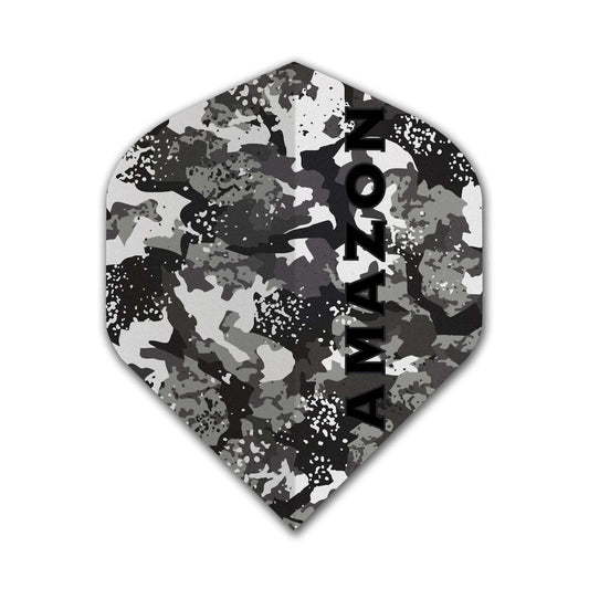 Amazon Flights thick poly dart flight with black and gray camouflage design
