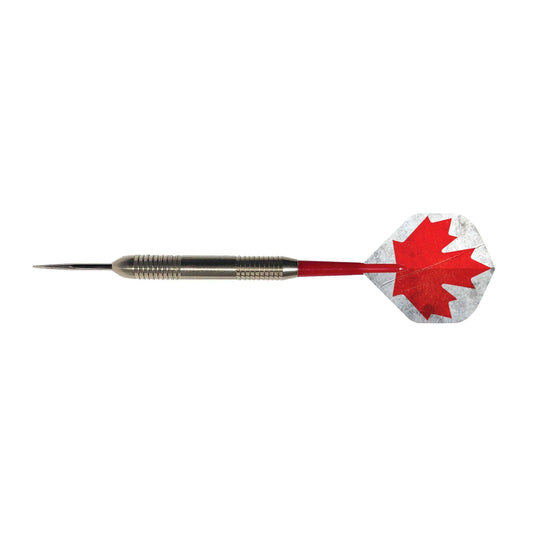 Canadian Nickel Darts with red maple leaf flights and nickel barrel for better grip