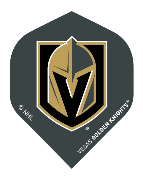 NHL Vegas Golden Knights Flights with team logo on black background, 3-pack polyester dart flights with UV varnish finish