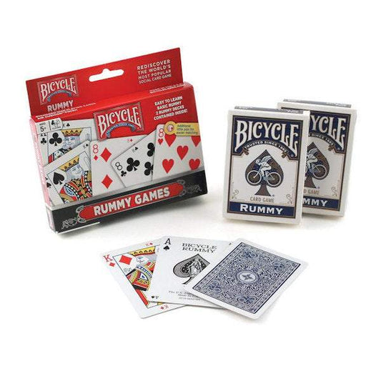 Bicycle Rummy playing cards set with two decks and easy-to-read pips for family game night