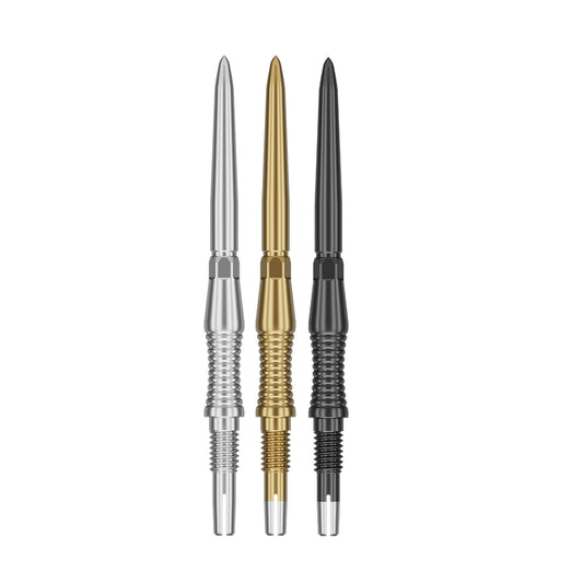 Swiss RST Points showing the three colour options silver, gold and black