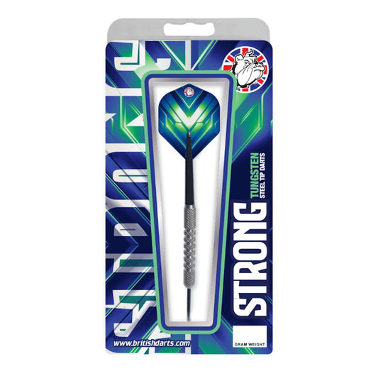 BD Strong 80% tungsten darts with barrels, flights, and nylon shafts for precision and durability