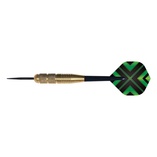 Thunderbird brass dart with brass barrel and green black flight for entry-level players