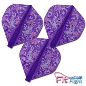 Trish Grzesik 5 Standard Fit Flights purple molded dart flights with floral design set of three