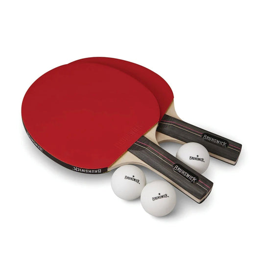 2 Player Brunswick Table Tennis Set includes 2 paddles & 3 table tennis balls.