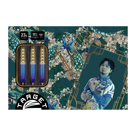 Zenith G2 Ching Ho Tung SP 90% Tungsten with Target branding on a decorative box background featuring Ching Ho Tung holding darts.