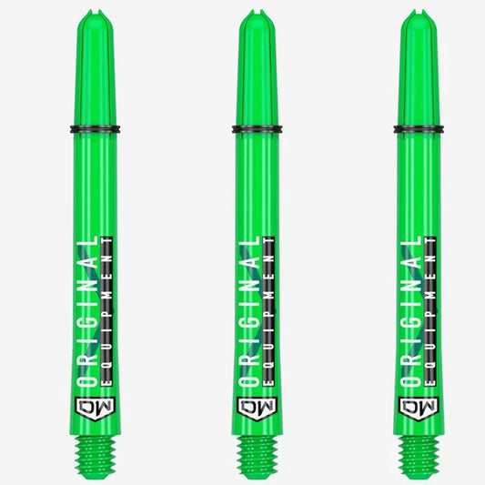 Clinch Nylon Shafts showing one set of lime green colour shafts on white background