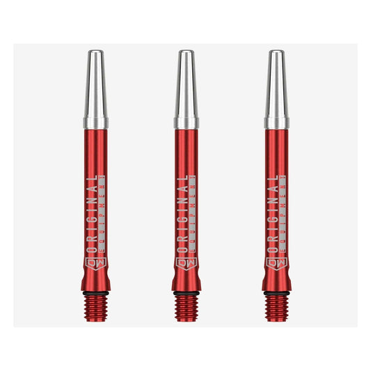 Set of three DW Top Spin V2 Shafts made from anodized aluminum with free-spinning tops for improved dart accuracy
