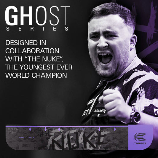 Luke Littler with a championship belt and 'Ghost Series' branding on a dark background