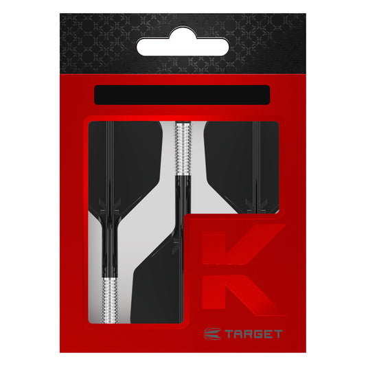 Packaged K-Shift No.6 Flight & Shaft Black with red and black design packaging on a white background
