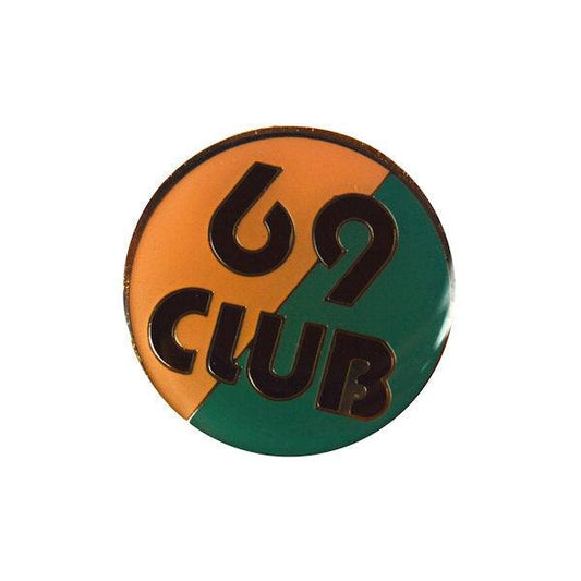 Assorted Award Pin with orange and green background featuring "69 Club" text, dart-themed accessory for players