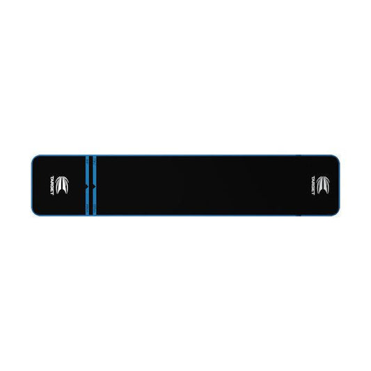 Target Light Weight Soft Dart Mat with non-slip latex underlay, floor protector, blue trim, and printed oche system for steel and soft tip darts.