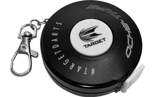 Target Oche Tape with spring-loaded retractable tape and carabiner clip for dart board setup