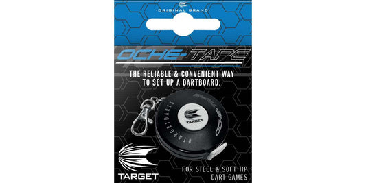 Target Oche Tape spring-loaded retractable tape measure with carabiner for accurate dartboard setup