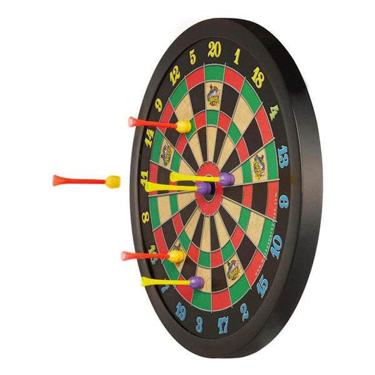 Doinkit® Darts magnetic dart board with six colorful safe darts on wall, family-friendly game night fun