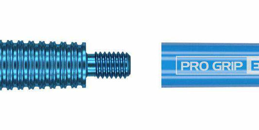 Pro Grip EVO aluminium shaft with blue radial grooves and matching blue nylon top, shown separated for assembly