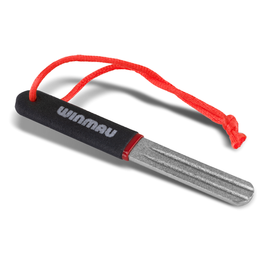 V-Groove Sharpener with treble V-grooves for quick, precise steel tip sharpening and reduced bounce outs