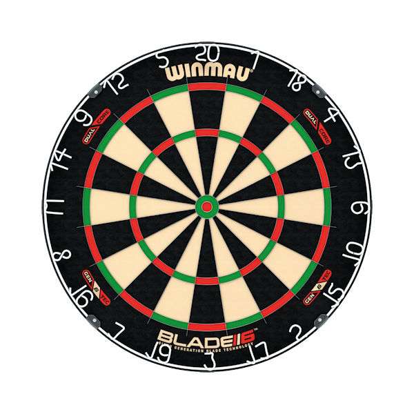 Winmau Blade 6 Dual Core professional dartboard with patented Dual Core and Density Control wire technology Winmau Blade 6 Dual Core professional dartboard with patented Dual Core and Density Control wire technology