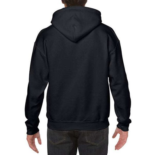 Black adult hoodie with double-lined hood and "Keep Calm and Dart On" slogan, 50% cotton polyester blend