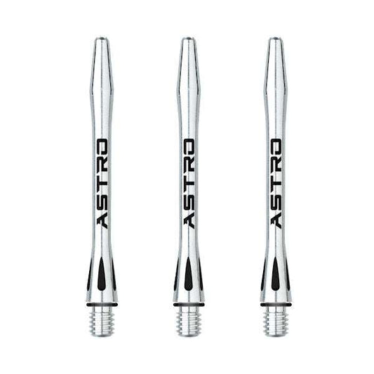 Set of three silver Astro Aluminum Shafts with laser cut modern design and black logo text