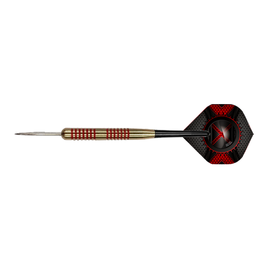 BDX Brass Darts with red color ring brass barrel and black midi shaft with red and black flights