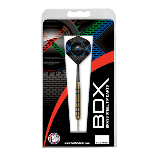 BDX Brass Darts with color-coded rings and steel tips in retail packaging