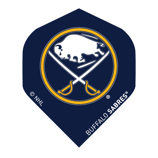 NHL® Buffalo Sabres® black brass dart flight with team logo and crossed sabres design