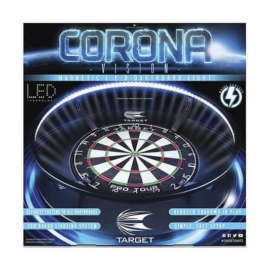 Target Corona Light magnetic LED dartboard lighting system with 360-degree illumination and reduced shadows