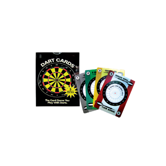 Dart Cards game set with colorful dartboard-themed cards for dart practice and new game variations