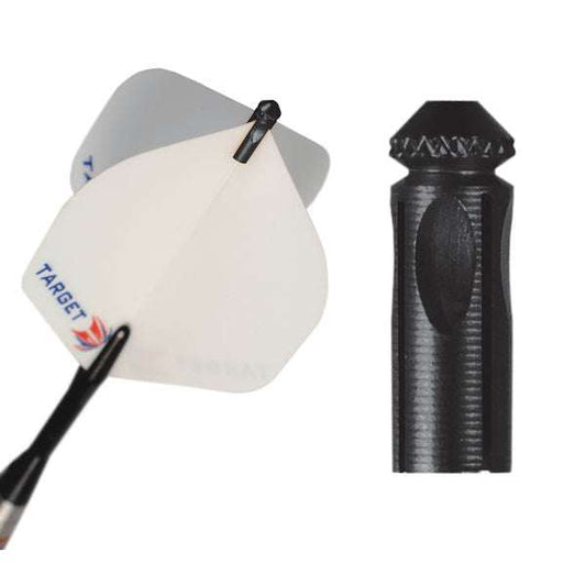 Black tapered flight protector for darts enhancing durability and maintaining flight shape