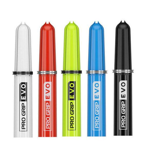 Set of five Pro Grip EVO Tops in white, red, green, blue, and black colors for shaft replacement
