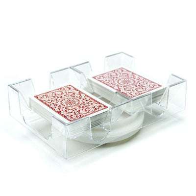 Clear acrylic revolving card holder for six decks with turntable base for easy card drawing