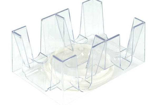 Clear acrylic revolving card holder for 6 decks with turntable base