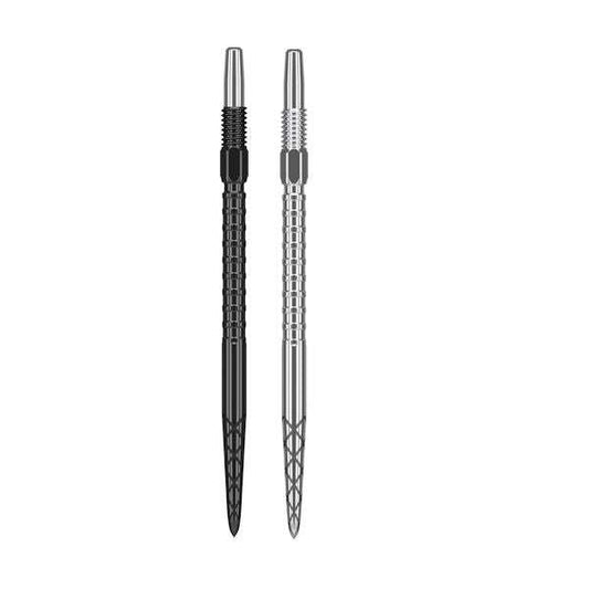 Swiss DS Points for Target Darts with diamond and surge grip combination in black and silver colors