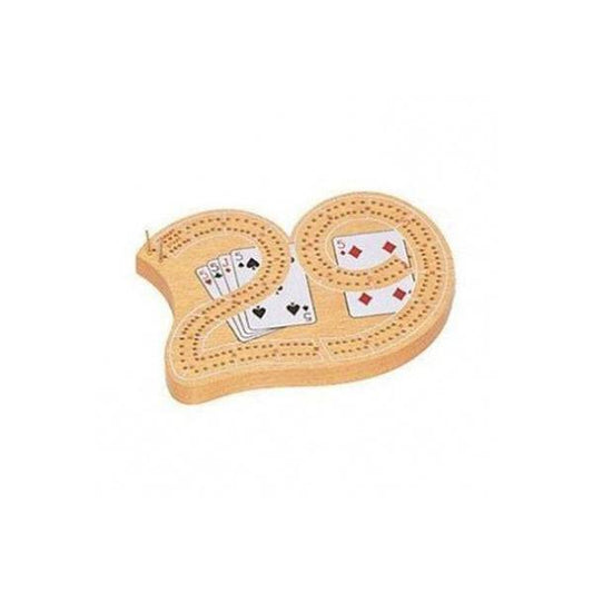 Cribbage Small 29 solid wood 2 track cribbage board with plastic pegs and card design 11x15 cm