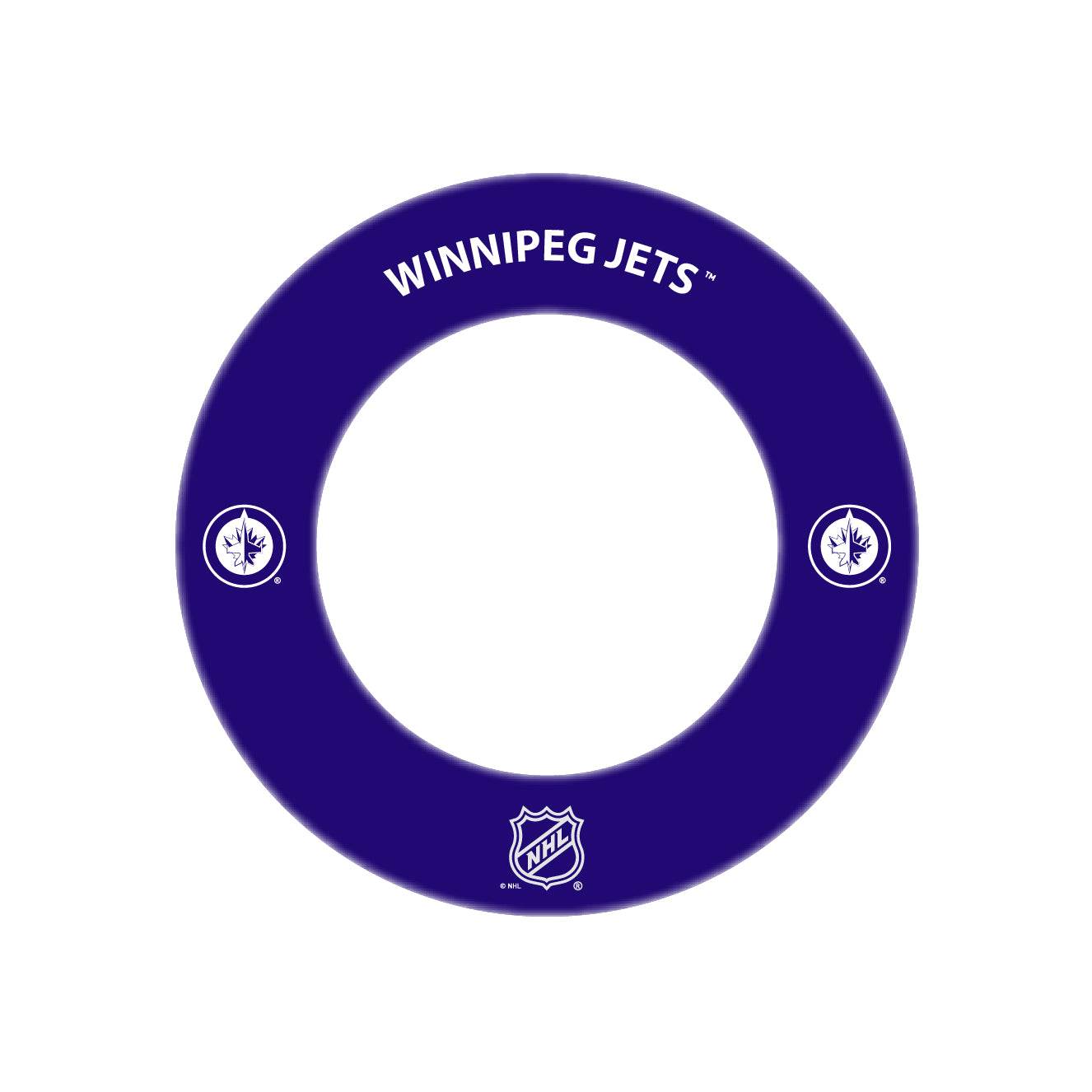 NHL® Dartboard Surround with Winnipeg Jets logo to protect dartboard area from stray darts NHL® Dartboard Surround with Winnipeg Jets logo to protect dartboard area from stray darts