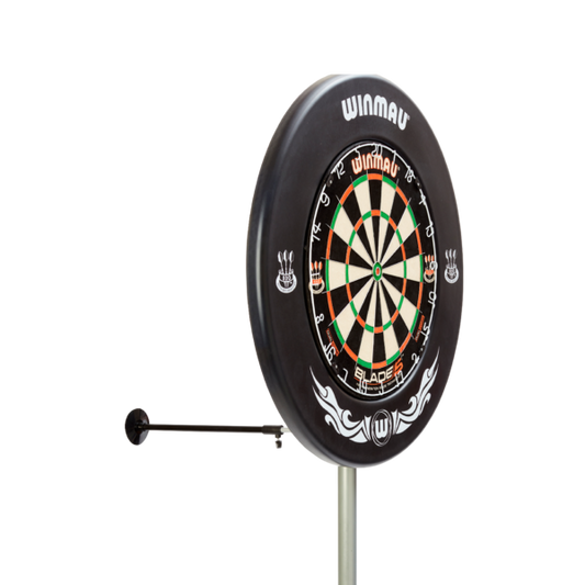Winmau Xtreme Dartboard Stand 2 portable black steel adjustable height dartboard stand with wall support stabilisers