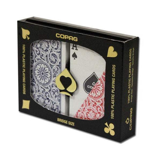 Copag 100 Plastic playing cards two decks in protective case bridge size